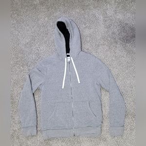 Mens Sonoma Light Gray Sherpa Lined Hooded Sweatshirt Full Zip Size Small